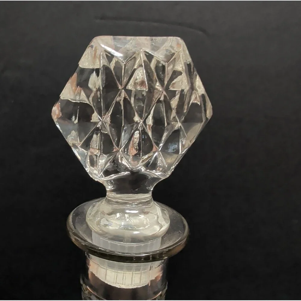 MCM Vintage Diamond Cut Glass Decanter Bottle Retro Barware Wine Cruet
